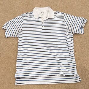 adidas White Polo with Blue Stripe Short Sleeve